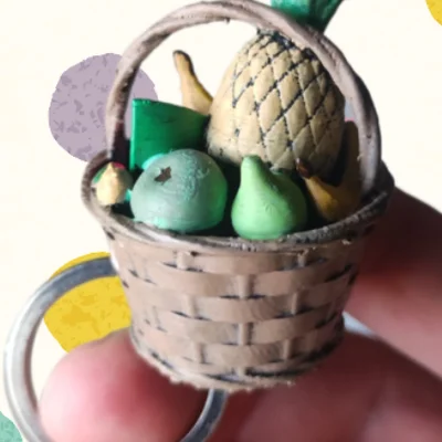 Móc khóa giỏ trái cây mini (Fruit basket keychain) - In 3D cực dễ