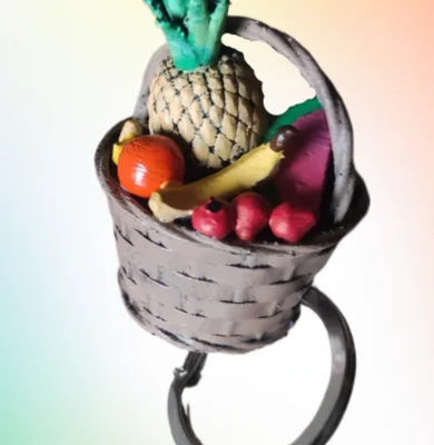 Móc khóa giỏ trái cây mini (Fruit basket keychain) - In 3D cực dễ