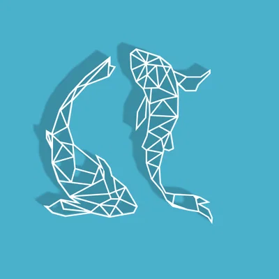 Mô hình trang trí cặp cá Koi hình học (Geometric Koi Fish) độc đáo