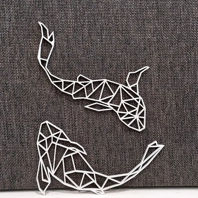 Mô hình trang trí cặp cá Koi hình học (Geometric Koi Fish) độc đáo