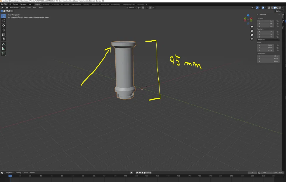 Giá đỡ cuộn Shorter Spool Holder - Matias Molina Speer - Image 1