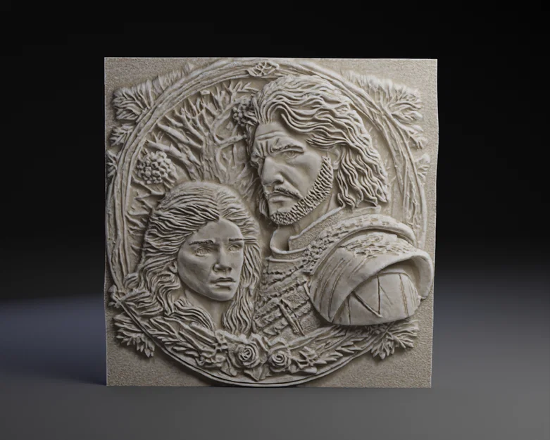 Mô hình phù điêu Jon Snow và Ygritte 3D cực chi tiết cho fan - Image 1