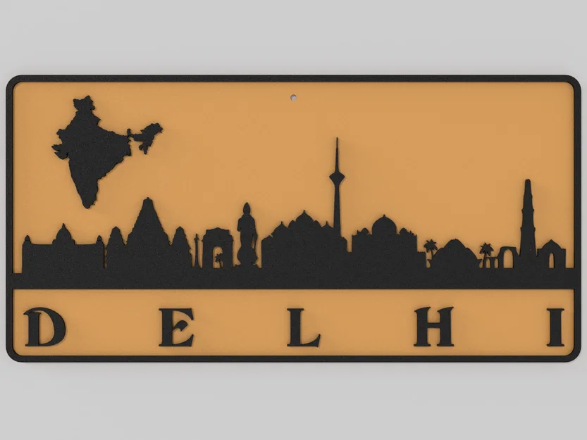 Bảng treo tường trang trí mô hình Skyline Delhi in 3D - Image 1