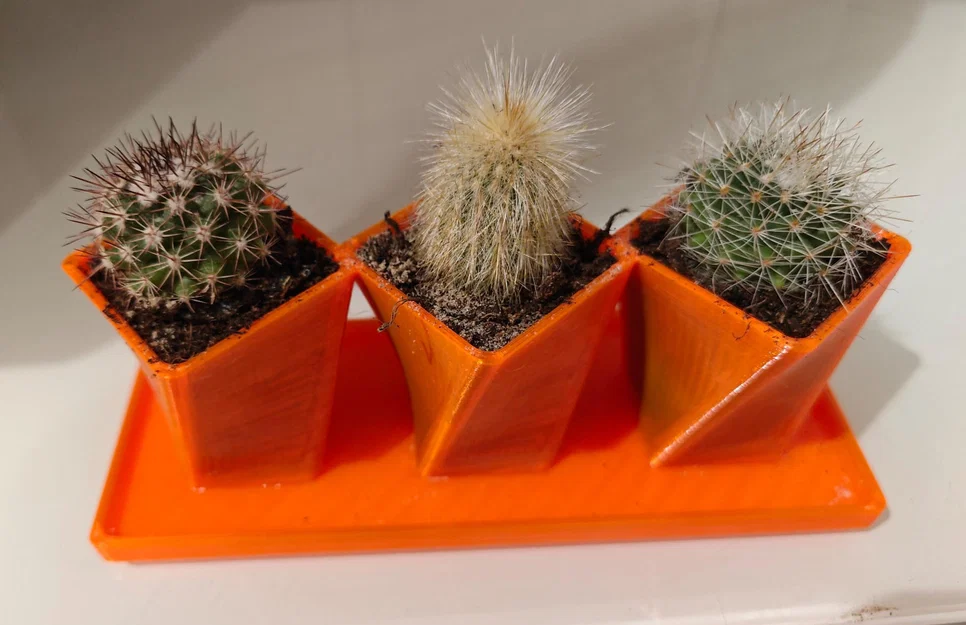 Bộ ba chậu cây cảnh mini (Triple pots) in 3D xinh xắn - Image 1