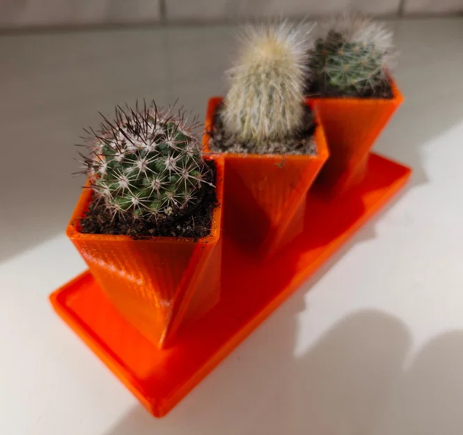 Bộ ba chậu cây cảnh mini (Triple pots) in 3D xinh xắn - Image 3