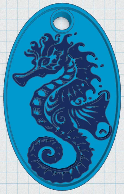 Mẫu thẻ treo hình cá ngựa (Sea Life Tag) in 3D xinh xắn - Image 1