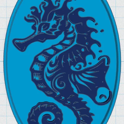 Mẫu thẻ treo hình cá ngựa (Sea Life Tag) in 3D xinh xắn