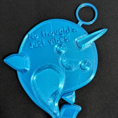 Móc khóa Narwhal No Thoughts Just Vibes siêu xinh cho balo