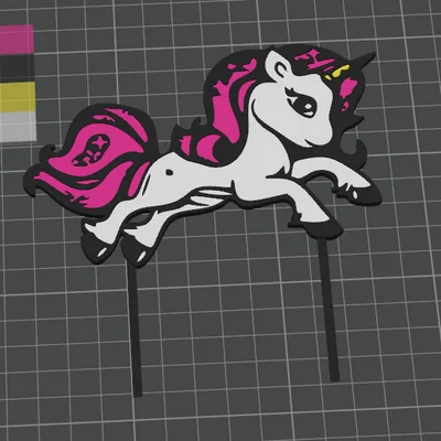 Mô hình trang trí bánh kem kỳ lân Unicorn Cake Pin in 3D siêu xinh