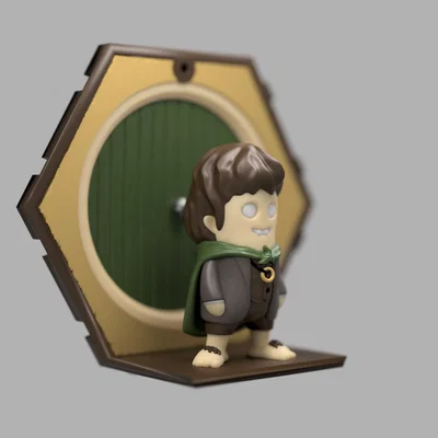 Mô hình Frodo và khung cửa hình lục giác - Đồ trang trí cho fan LOTR