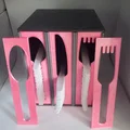 Bộ Hộp Nhả Dao Muỗng Nĩa Nhựa Dạng Mỏng (Slim Plastic Utensil Dispenser Collection) - Thumbnail 2