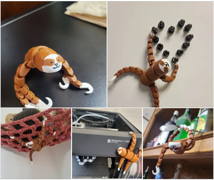 Mô hình chú lười linh hoạt Flexi-Sloth in 3D đa sắc màu - Image 1