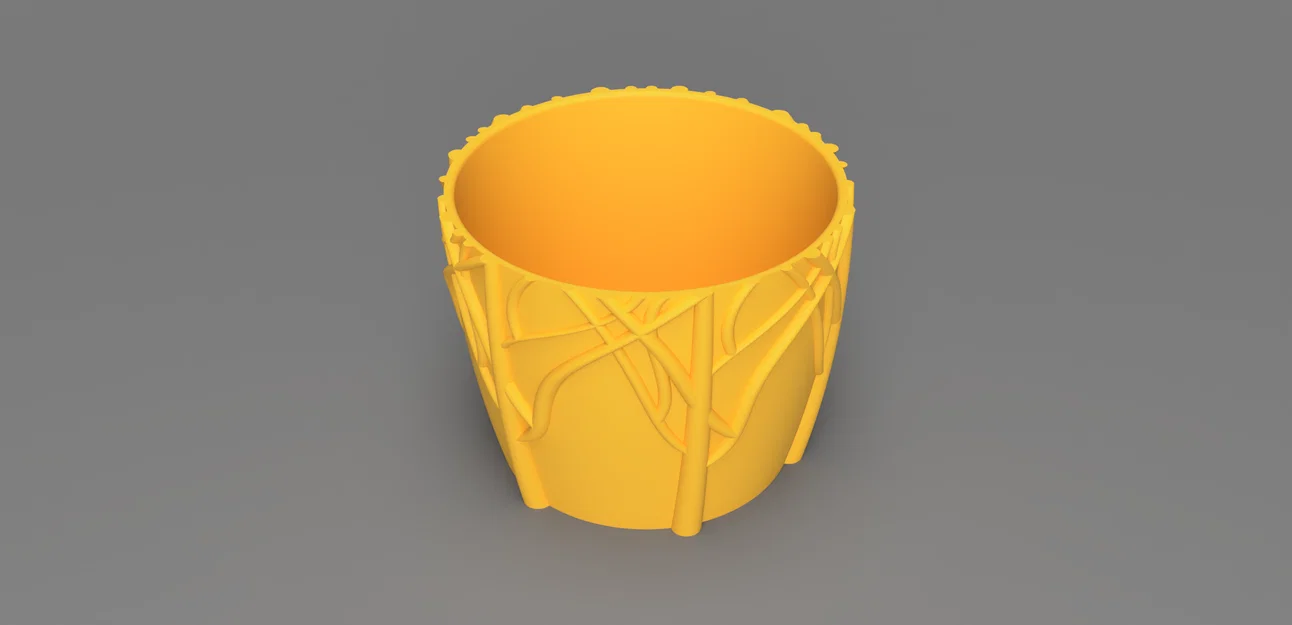 Planter 03 - Chậu cây đơn giản họa tiết nhánh/cỏ - Image 2
