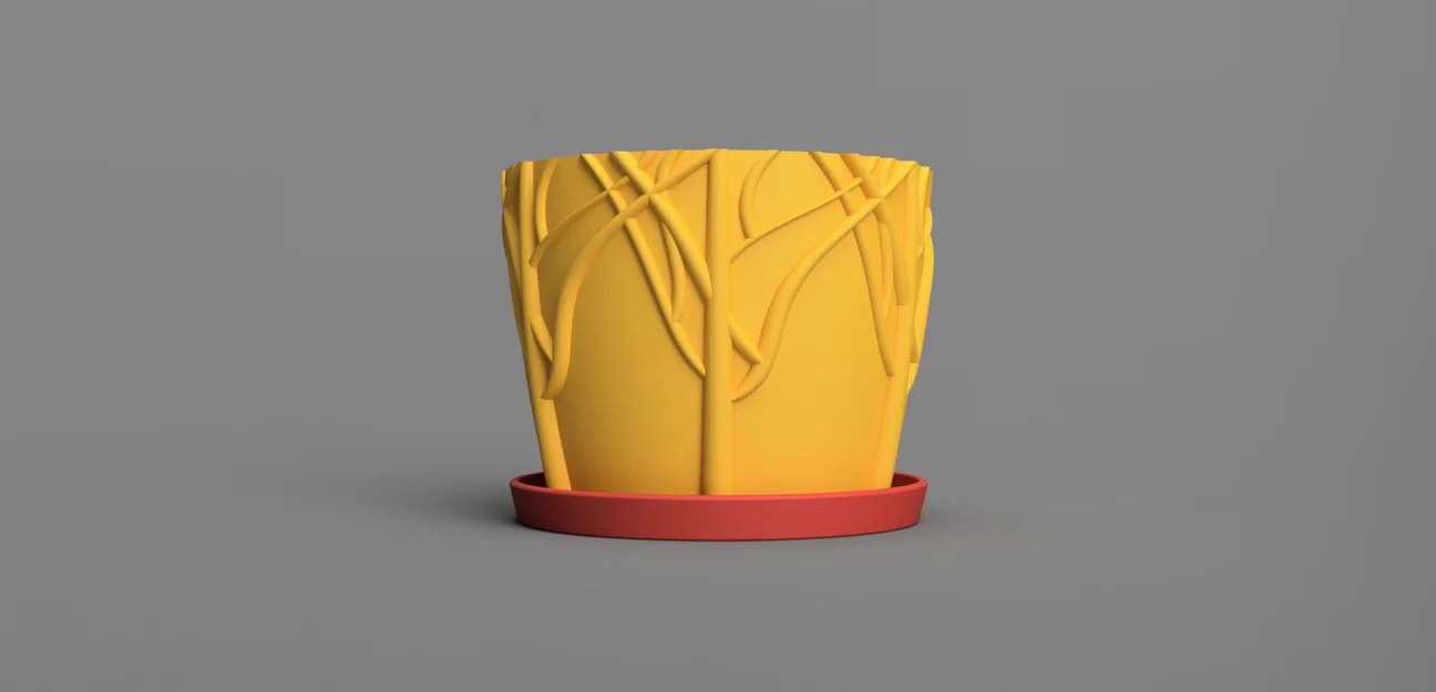 Planter 03 - Chậu cây đơn giản họa tiết nhánh/cỏ - Image 5