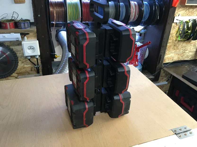 Giá treo pin Parkside X20 (lưu trữ 6 viên) in 3D gọn gàng - Image 5