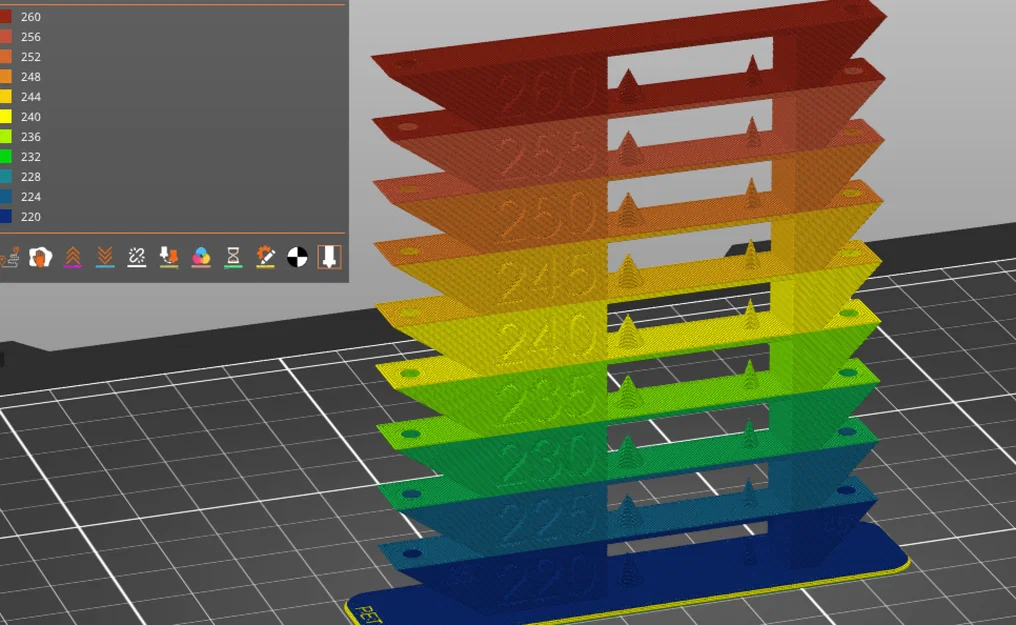 Tháp kiểm tra nhiệt độ in 3D (Temp Tower) cho máy in MK4 - Image 1