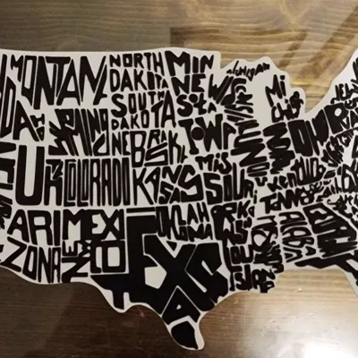 Wall art địa lý nước Mỹ (USA) in 3D – Typography nổi