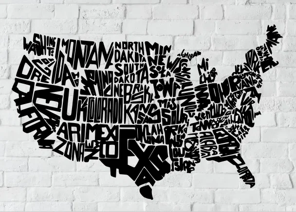 Wall art địa lý nước Mỹ (USA) in 3D – Typography nổi - Image 2