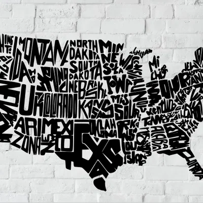 Wall art địa lý nước Mỹ (USA) in 3D – Typography nổi