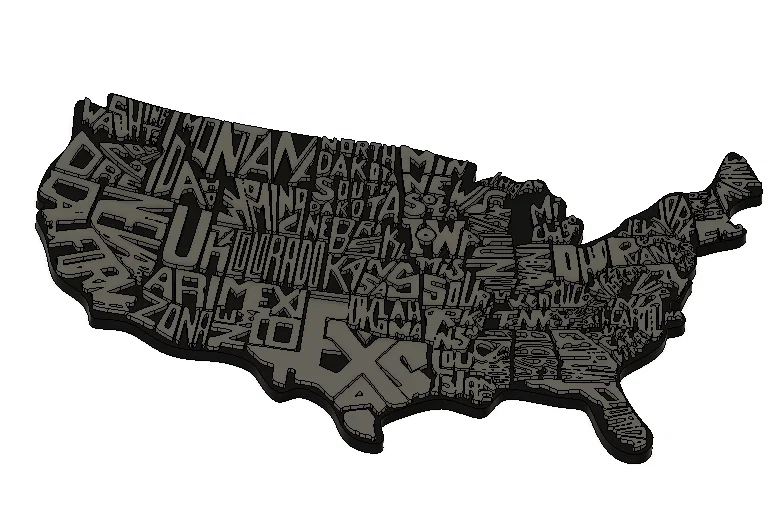 Wall art địa lý nước Mỹ (USA) in 3D – Typography nổi - Image 3