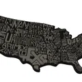 Wall art địa lý nước Mỹ (USA) in 3D – Typography nổi - Thumbnail 3