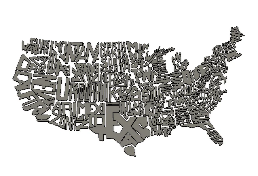 Wall art địa lý nước Mỹ (USA) in 3D – Typography nổi - Image 4