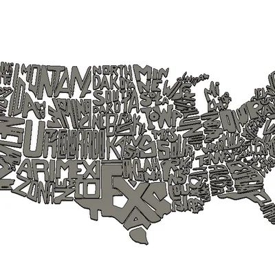Wall art địa lý nước Mỹ (USA) in 3D – Typography nổi