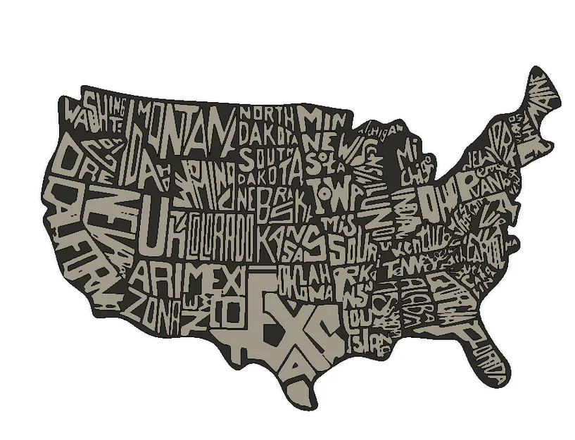 Wall art địa lý nước Mỹ (USA) in 3D – Typography nổi - Image 5