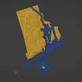 Bản đồ địa hình nổi Rhode Island, USA (RI) kèm sông ngòi - Thumbnail 2
