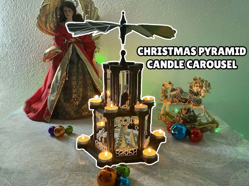 Bàn xoay nến tháp Giáng Sinh (Christmas Pyramid Candle Carousel) - Image 1
