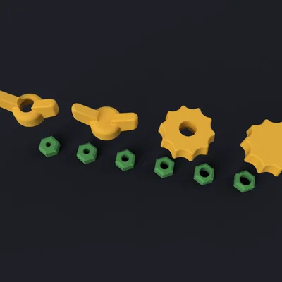 Bộ núm vặn + đai ốc M5 đến M10 (Knobs + M5 to M10 nuts set)