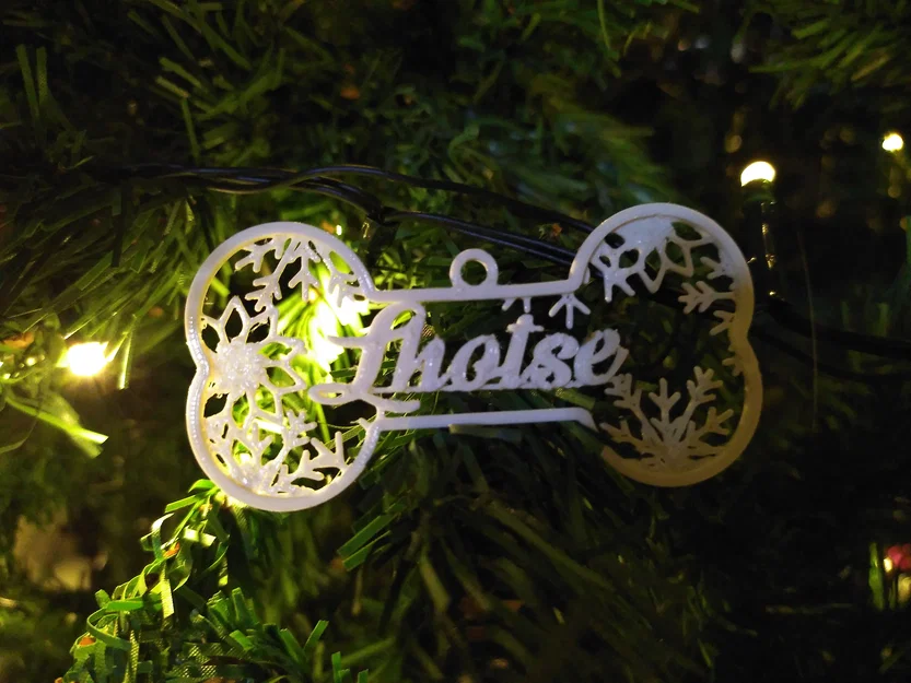 Đồ trang trí Noel bông tuyết hình xương chó tuỳ chỉnh - Image 1
