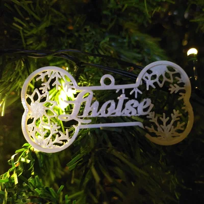 Đồ trang trí Noel bông tuyết hình xương chó tuỳ chỉnh