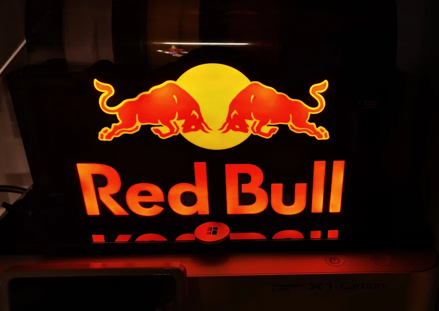 Hộp đèn trang trí logo Red Bull 3D - Mẫu in 3D cực chất - Image 1