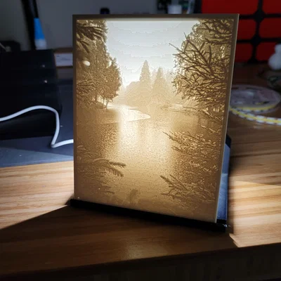 Đế giữ Lithophane kèm LED Cob Strip