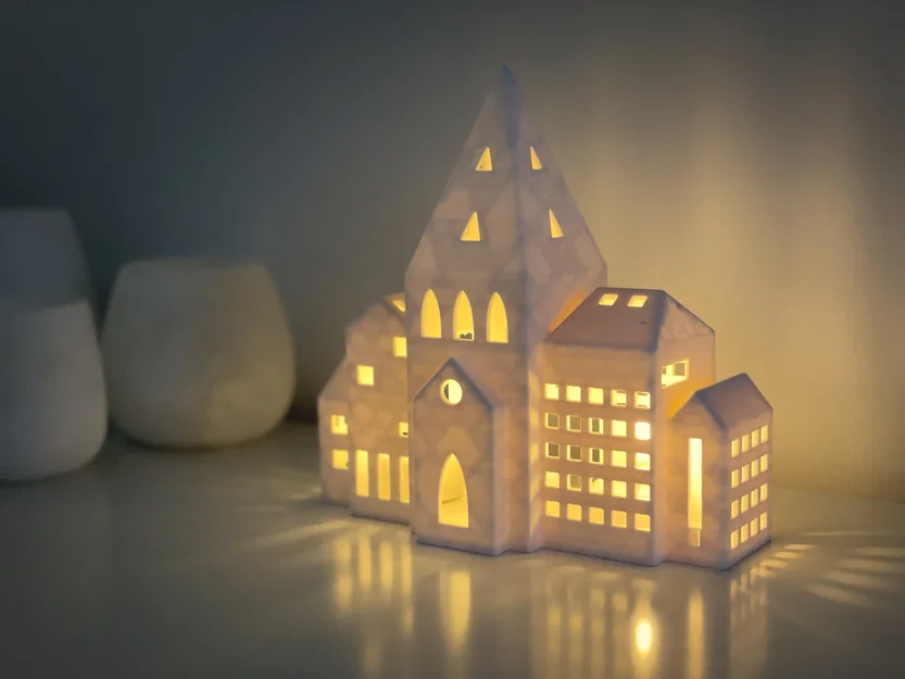 Thị trấn nến tealight hiện đại Giáng Sinh (dùng 1 hoặc 3 nến LED) - Image 1