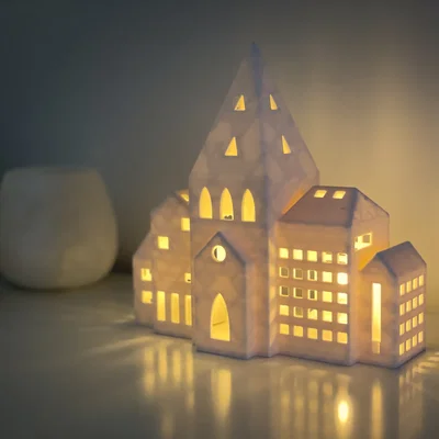 Thị trấn nến tealight hiện đại Giáng Sinh (dùng 1 hoặc 3 nến LED)
