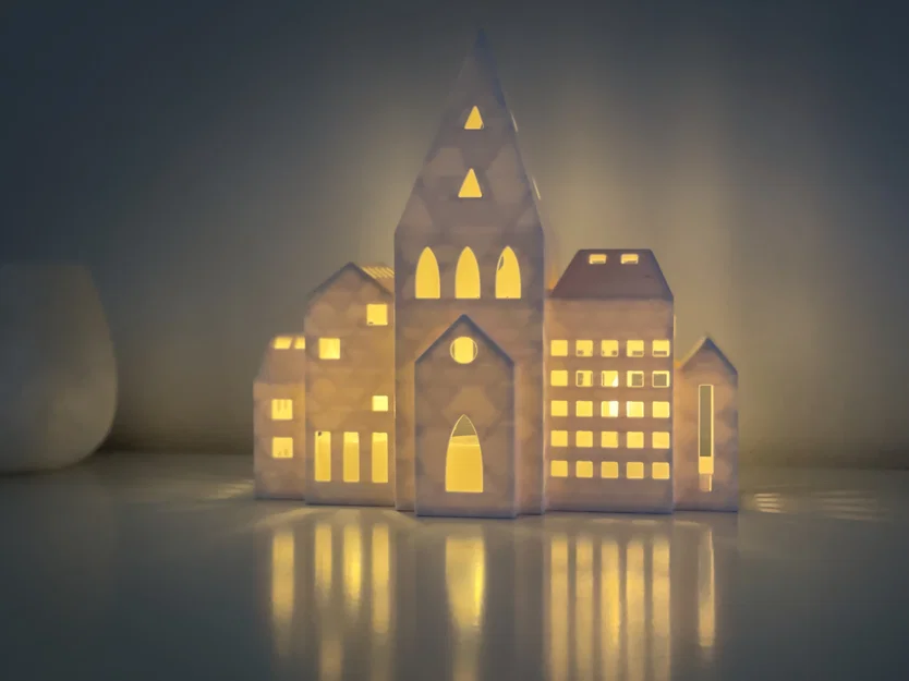 Thị trấn nến tealight hiện đại Giáng Sinh (dùng 1 hoặc 3 nến LED) - Image 2