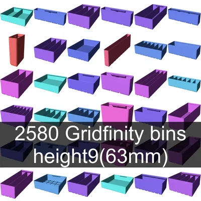 Bộ sưu tập khay Gridfinity chiều cao 9 (67mm)