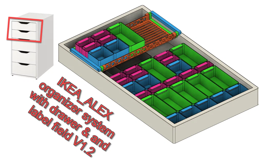 Hệ organizer IKEA Alex kèm drawer & ô dán nhãn V1.2 - Image 1