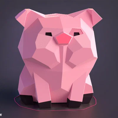Heo đất Low Poly Waddles (Piggy Bank)