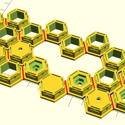 Connector OpenSCAD cho Honeycomb Wall System