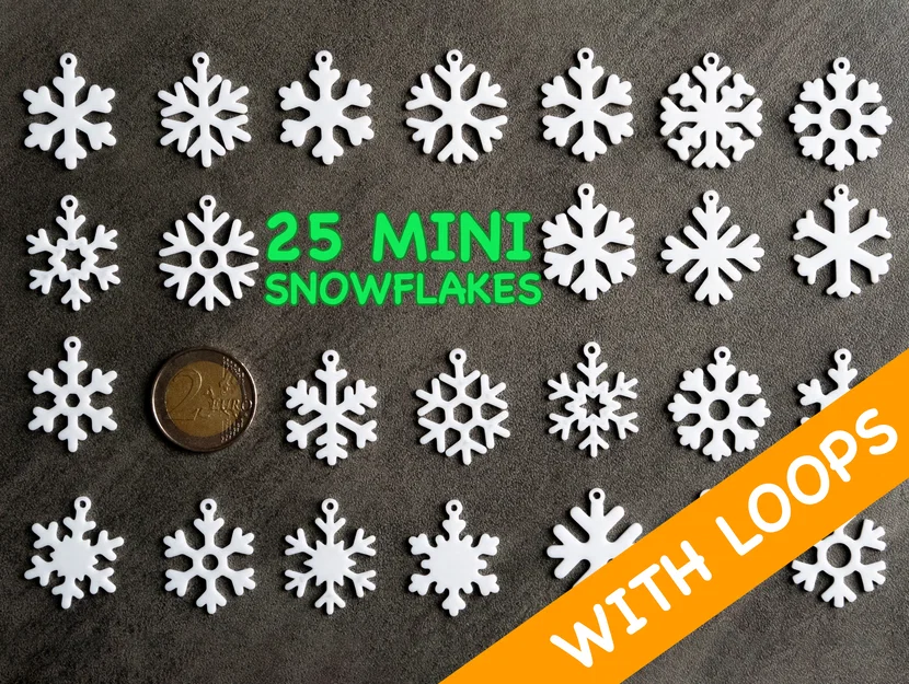 Bộ 25 bông tuyết mini có vòng treo (25 Mini snowflake collection with hanging loop) - Image 1