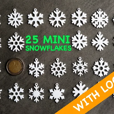 Bộ 25 bông tuyết mini có vòng treo (25 Mini snowflake collection with hanging loop)