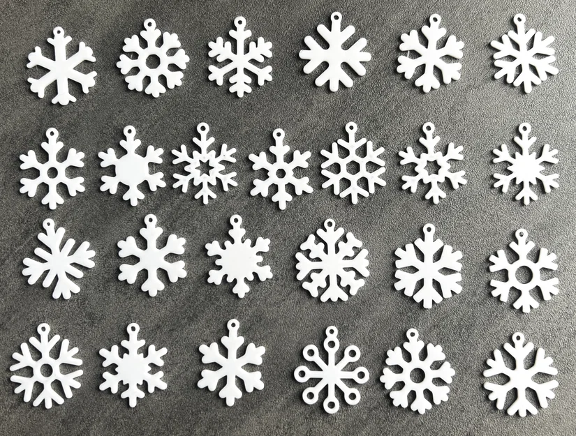 Bộ 25 bông tuyết mini có vòng treo (25 Mini snowflake collection with hanging loop) - Image 4