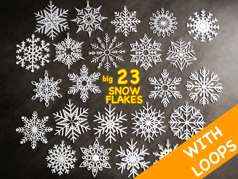 Bộ 23 bông tuyết lớn có khoen treo (Snowflakes/Schneeflocken/Sněhové vločky) - Image 1