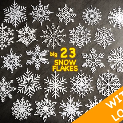 Bộ 23 bông tuyết lớn có khoen treo (Snowflakes/Schneeflocken/Sněhové vločky)