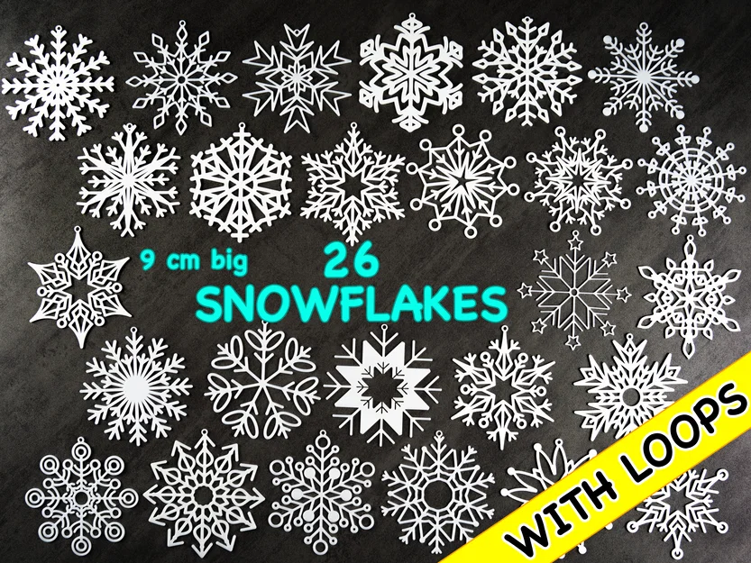 Bộ 26 bông tuyết cỡ lớn có vòng treo (Snowflakes/Schneeflocken) - Image 1