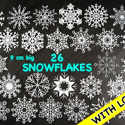 Bộ 26 bông tuyết cỡ lớn có vòng treo (Snowflakes/Schneeflocken)