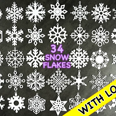 Bộ 34 bông tuyết có khoen treo (Snowflake) – Schneeflocken / Kolekce sněhových vloček